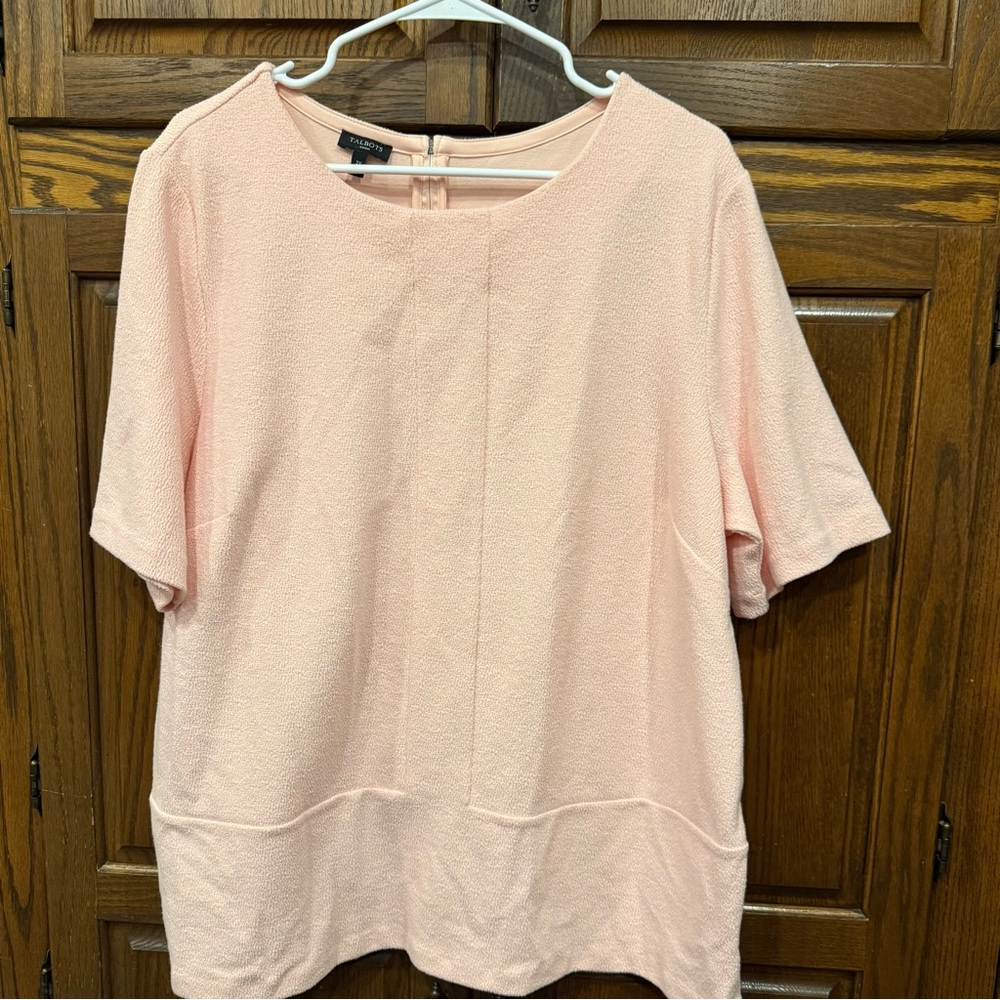 Talbots Blouse Top Women’s 2X Pale Pink Textured Career Office Business